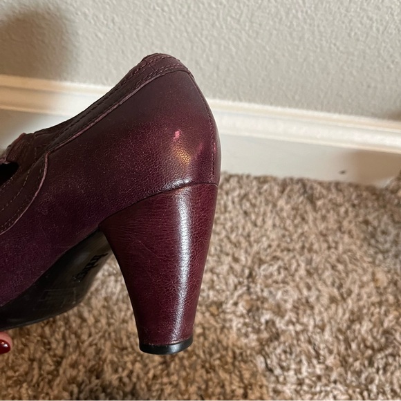 Clark’s Indigo Leather Upper Burgundy Slip on Strappy Heel Shoes Size 7 1/2 - Picture 7 of 9